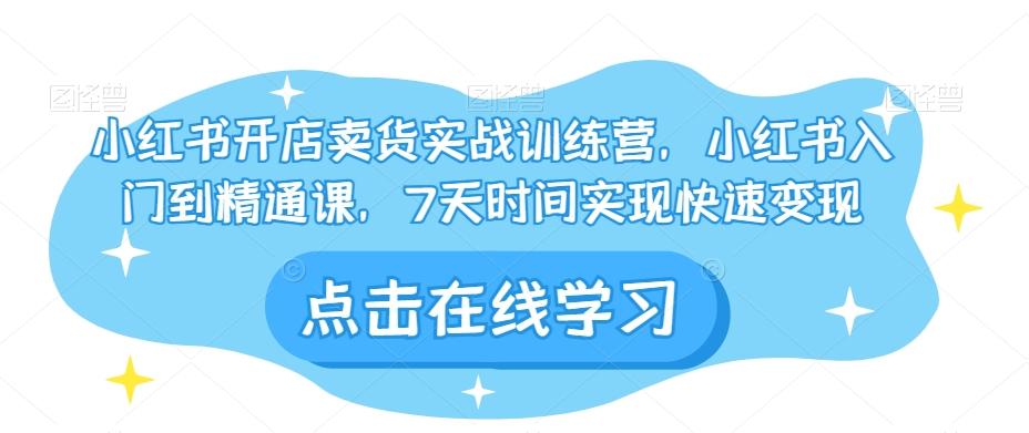 小红书开店卖货实战训练营，小红书入门到精通课，7天时间实现快速变现-搞钱日记