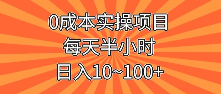 0成本实操项目，每天半小时，日入10~100+-搞钱日记