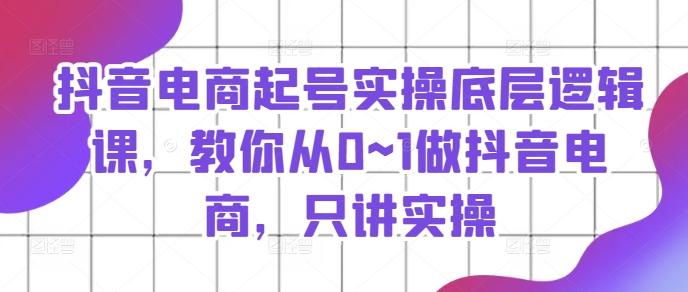 抖音电商起号实操底层逻辑课，教你从0~1做抖音电商，只讲实操-搞钱日记