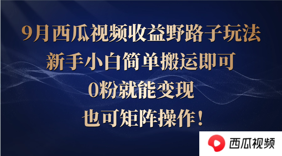 西瓜视频收益野路子玩法，新手小白简单搬运即可，0粉就能变现，也可矩…-搞钱日记