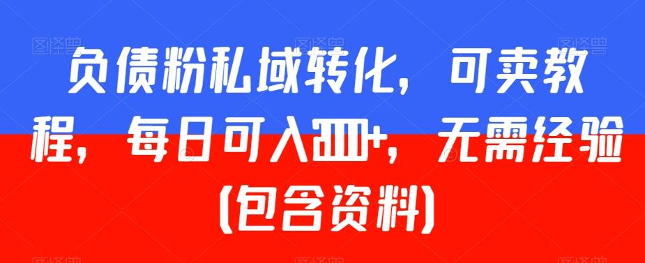 负债粉私域转化，可卖教程，每日可入2000+，无需经验（包含资料）【揭秘】-搞钱日记