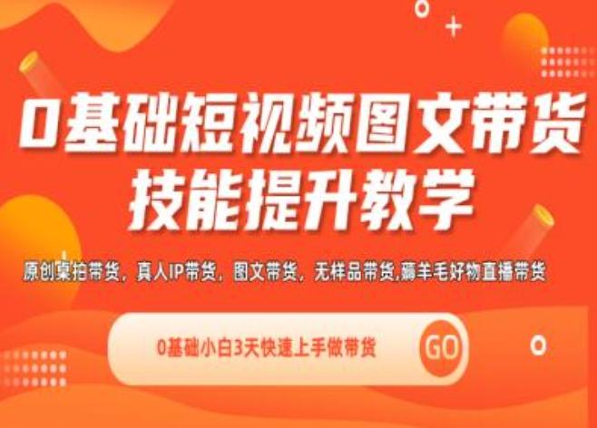 0基础短视频图文带货实操技能提升教学(直播课+视频课),0基础小白3天快速上手做带货-搞钱日记