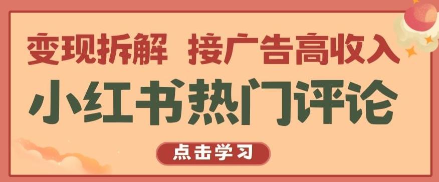 小红书热门评论，变现拆解，接广告高收入【揭秘 】-搞钱日记