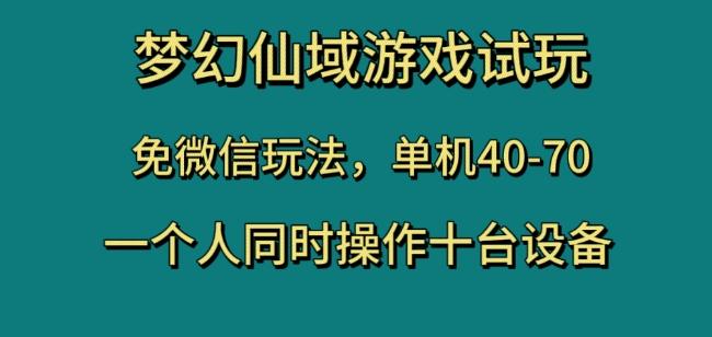 梦幻仙域游戏试玩，免微信玩法，单机40-70，一个人同时操作十台设备【揭秘】-搞钱日记
