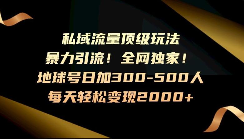 暴力引流，全网独家，地球号日加300-500人，私域流量顶级玩法，每天轻松变现2000+-搞钱日记