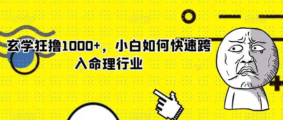 玄学狂撸1000+，小白如何快速跨入命理行业-搞钱日记
