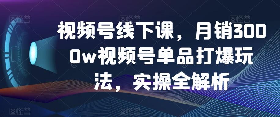 视频号线下课，月销3000w视频号单品打爆玩法，实操全解析-搞钱日记