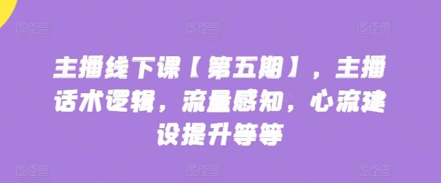 主播线下课【第五期】，主播话术逻辑，流量感知，心流建设提升等等-搞钱日记