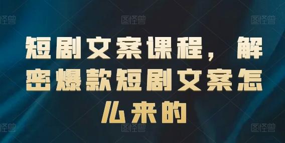短剧文案课程，解密爆款短剧文案怎么来的-搞钱日记