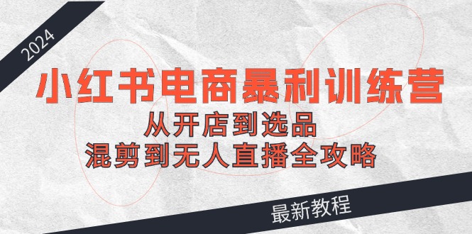 2024小红书电商暴利训练营：从开店到选品，混剪到无人直播全攻略-搞钱日记