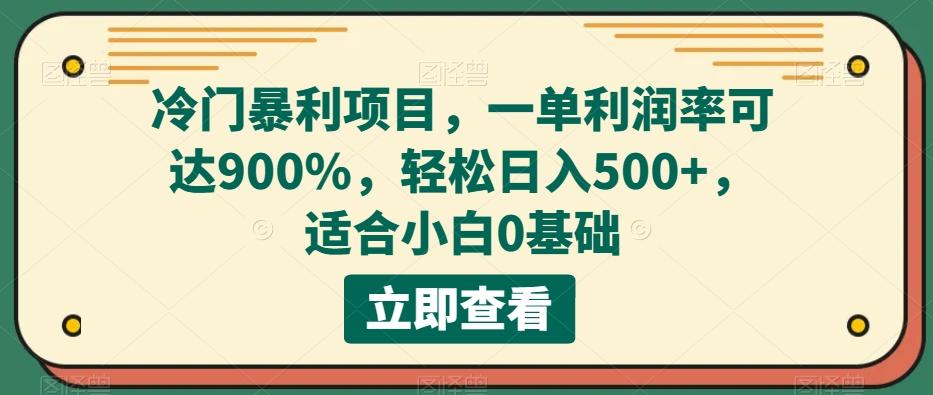 冷门暴利项目，一单利润率可达900%，轻松日入500+，适合小白0基础-搞钱日记