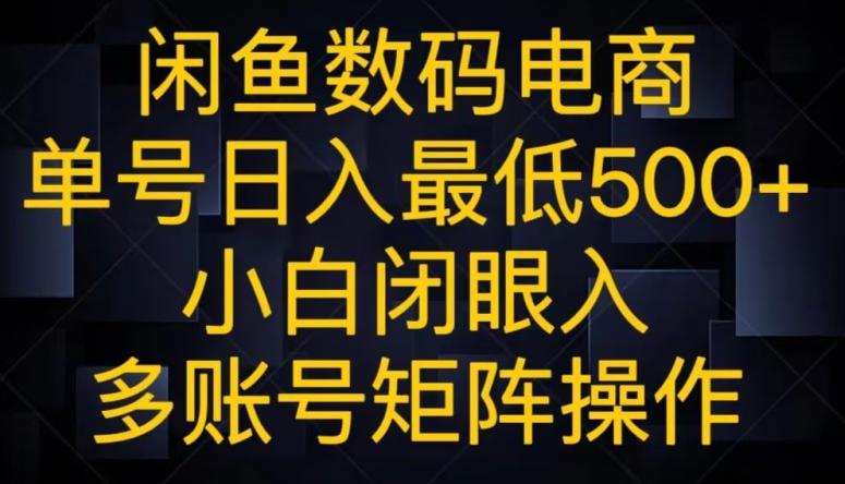 闲鱼数码电商，单号日入最低500+，小白闭眼入，多账号矩阵操作-搞钱日记