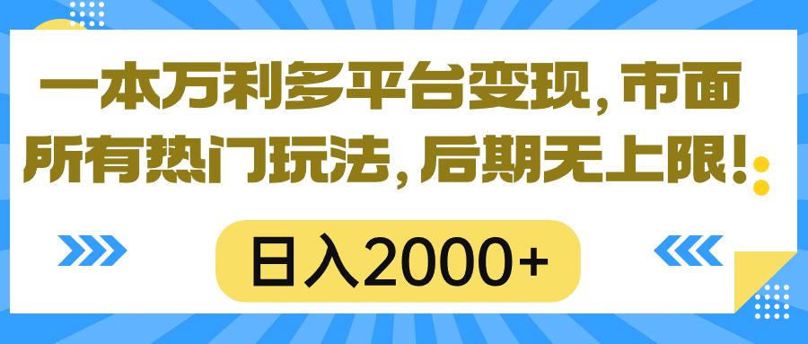 一本万利多平台变现，市面所有热门玩法，日入2000+，后期无上限！-搞钱日记