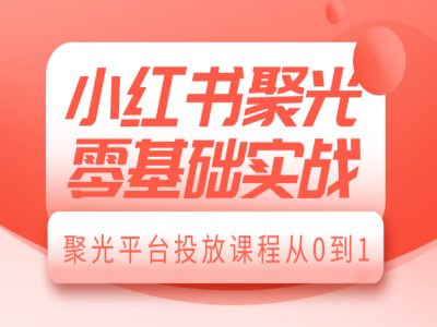 小红书聚光零基础实战，聚光平台投放课程从0到1-搞钱日记