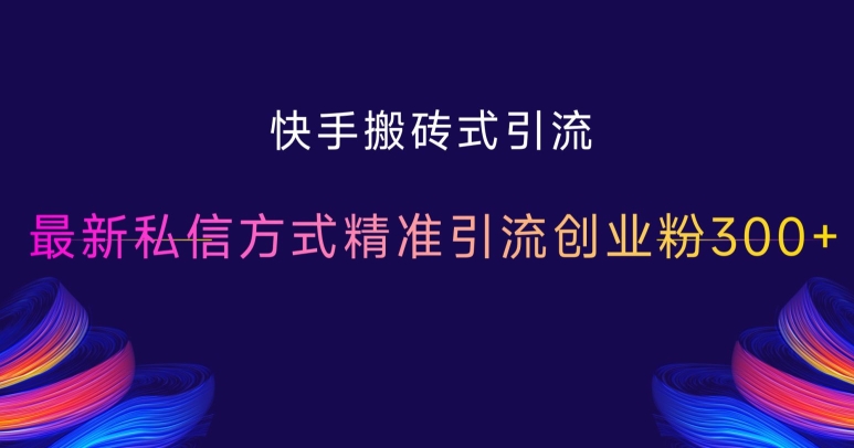 快手搬砖式引流，最新私信方式精准引流创业粉300+-搞钱日记