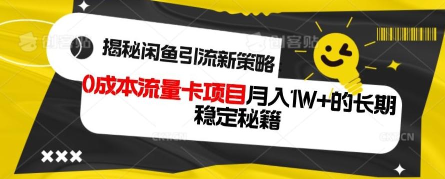 揭秘闲鱼引流新策略：0成本流量卡项目，月入1W+的长期稳定秘籍-搞钱日记