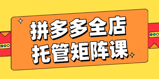 拼多多全店托管矩阵课，盈利动销玩法，高效计划设置，提升店铺效益-搞钱日记