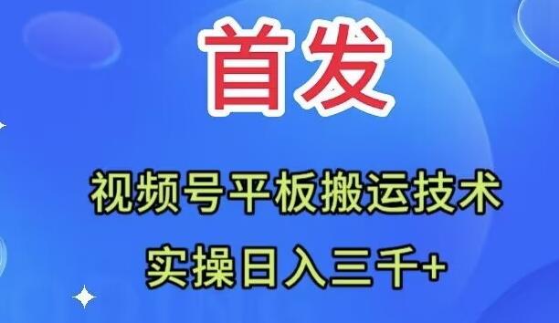 全网首发：视频号平板搬运技术，实操日入三千＋-搞钱日记