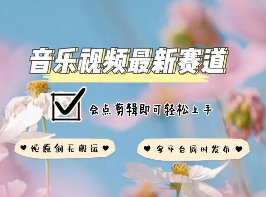 音乐视频赛道最新玩法，纯原创不违规，可所有平台同时发布，会点剪辑即可轻松拿捏【揭秘】-搞钱日记