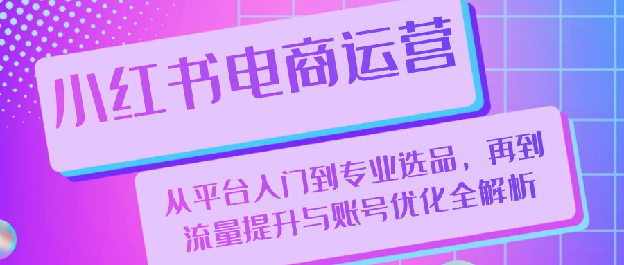 小红书电商运营：从平台入门到专业选品，再到流量提升与账号优化全解析-搞钱日记