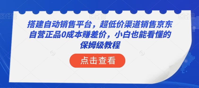 搭建自动销售平台，超低价渠道销售京东自营正品0成本赚差价，小白也能看懂的保姆级教程【揭秘】-搞钱日记