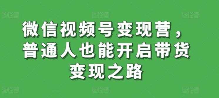 微信视频号变现营，普通人也能开启带货变现之路-搞钱日记