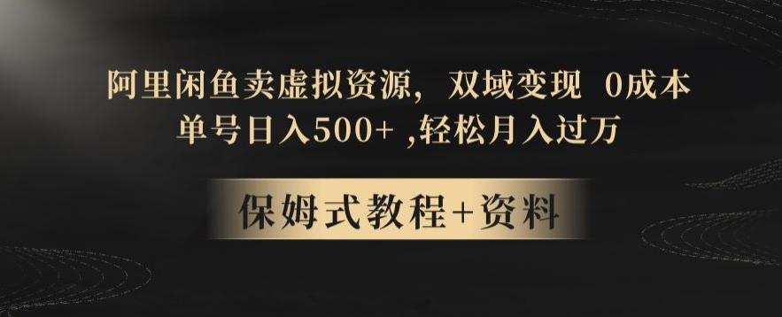阿里闲鱼卖虚拟资源，双域变现，0成本，日入500+，轻松月入过万-搞钱日记