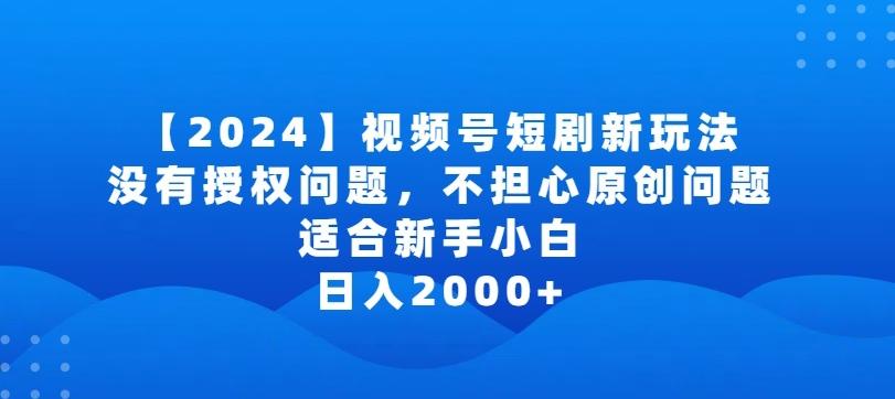 2024视频号短剧玩法，没有授权问题，不担心原创问题，适合新手小白，日入2000+【揭秘】-搞钱日记