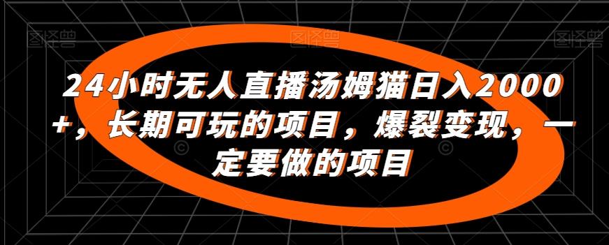 24小时无人直播汤姆猫日入2000+，长期可玩的项目，爆裂变现，一定要做的项目【揭秘】-搞钱日记