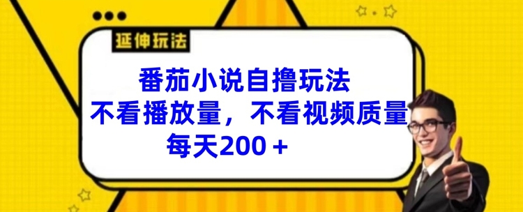 番茄小说自撸玩法，不看播放量，不看视频质量，每天200+【揭秘】-搞钱日记