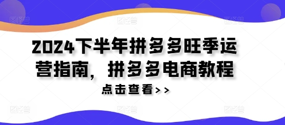 2024下半年拼多多旺季运营指南，拼多多电商教程-搞钱日记