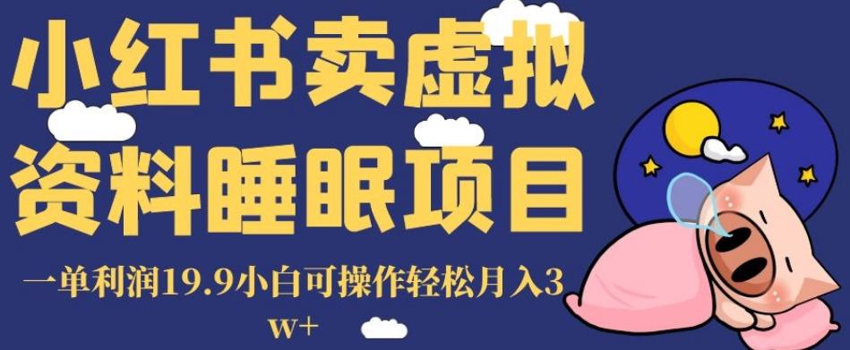 小红书卖虚拟资料睡眠项目，一单利润19.9小白可操作轻松月入3w+【揭秘】-搞钱日记