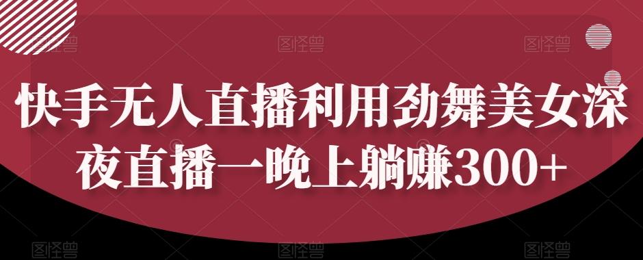 快手无人直播利用劲舞美女深夜直播一晚上躺赚300+-搞钱日记