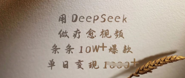 用DeepSeek做疗愈视频，条条10W+爆款，单日变现多张-搞钱日记