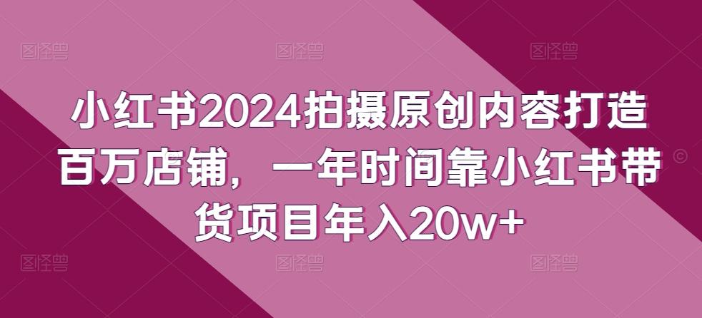 小红书2024拍摄原创内容打造百万店铺，一年时间靠小红书带货项目年入20w+-搞钱日记