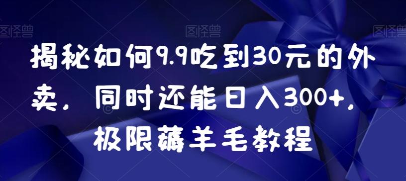 揭秘如何9.9吃到30元的外卖，同时还能日入300+，极限薅羊毛教程-搞钱日记