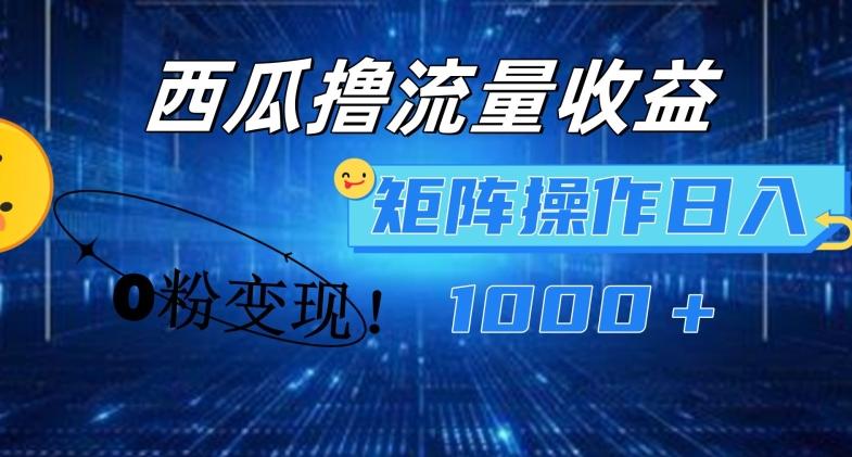 西瓜视频撸流量，简单上手，0粉变现矩阵操作，日入1000+【揭秘】-搞钱日记