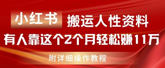 小红书搬运人性资料，有人靠这个2个月轻松赚11w，附教程【揭秘】-搞钱日记