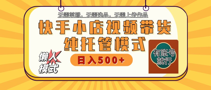 快手小店代运营躺赚项目 二八分成 长期稳定 保底月入3k+-搞钱日记