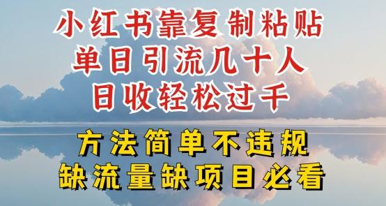 小红书靠复制粘贴单日引流几十人目收轻松过千，方法简单不违规【揭秘】-搞钱日记
