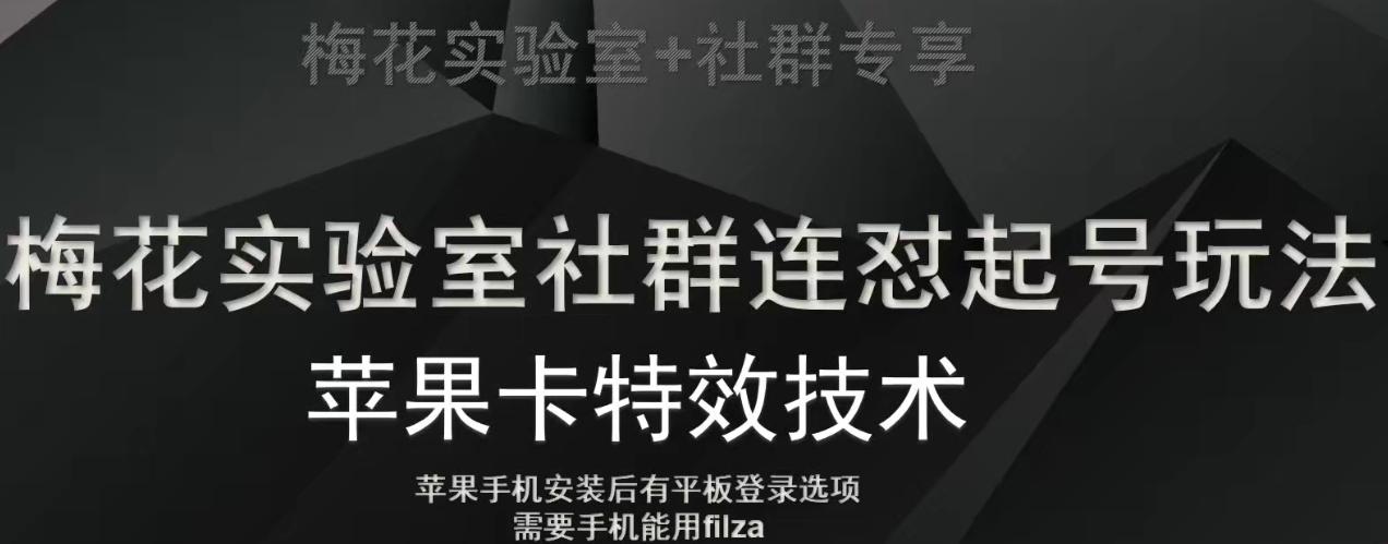 梅花实验室社群视频号连怼起号玩法，最新苹果卡特效技术-搞钱日记