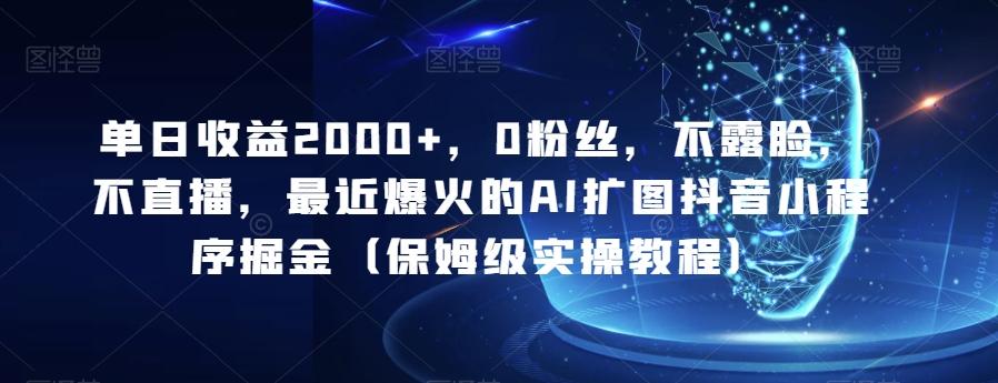 单日收益2000+，0粉丝，不露脸，不直播，最近爆火的AI扩图抖音小程序掘金（保姆级实操教程）-搞钱日记