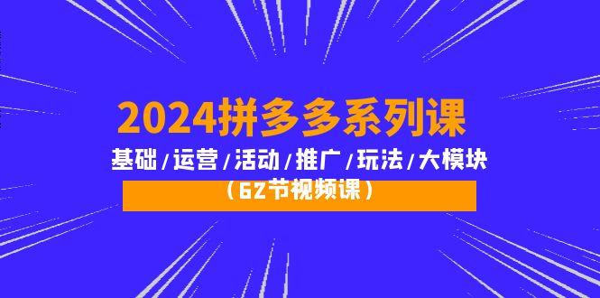 (10019期)2024拼多多系列课：基础/运营/活动/推广/玩法/大模块(62节视频课)-搞钱日记