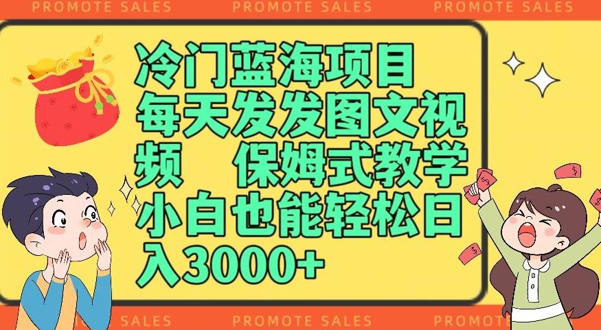冷门蓝海项目，每天发发图文视频，保姆式教学，小白也能轻松日入3000+-搞钱日记