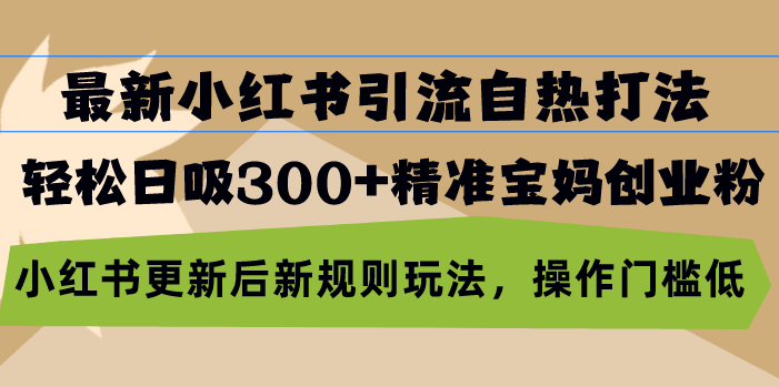 最新小红书引流自热打法，轻松日吸300+精准宝妈创业粉，小红书更新后新...-搞钱日记
