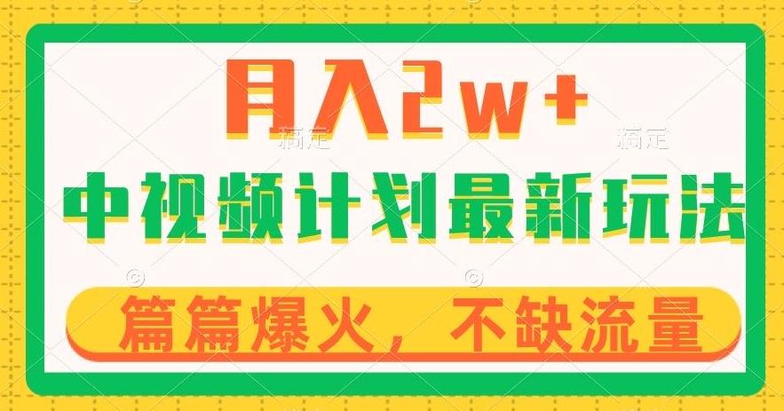 中视频计划全新玩法，月入2w+，收益稳定，几分钟一个作品，小白也可入局【揭秘】-搞钱日记