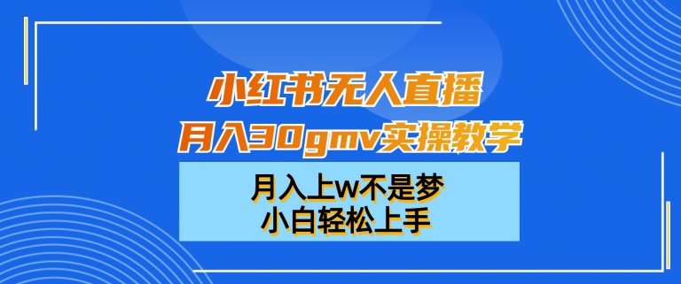 小红书无人直播月入30gmv实操教学，月入上w不是梦，小白轻松上手【揭秘】-搞钱日记