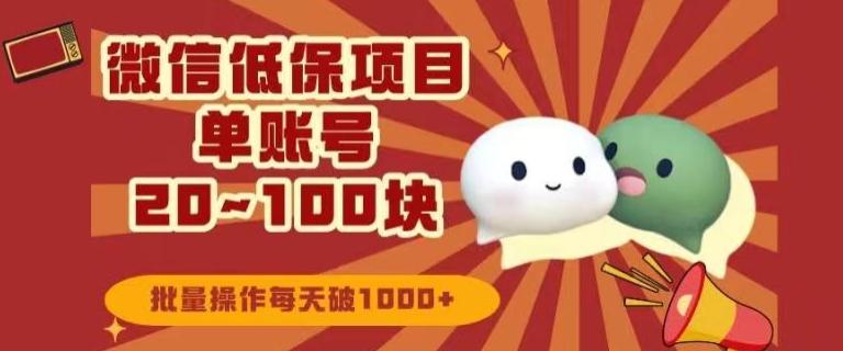 微信领低保单账号20元-100元，批量操作每天破1000+-搞钱日记