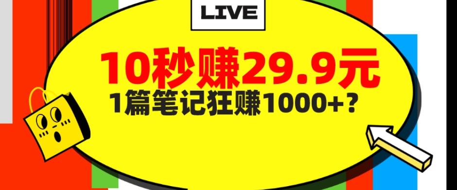 她，靠1个软件，10秒赚29.9元，1篇笔记狂赚1000+？-搞钱日记