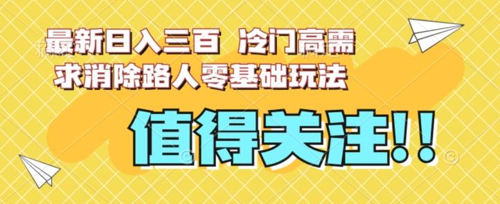 最新日入三百，冷门高需求消除路人零基础玩法【揭秘】-搞钱日记